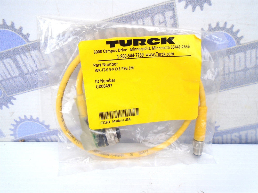TURCK - WK 4T-0.5-P7X2-PSG 3M - M8 3-Pin Male to 90°M12 Female 4-Pin 0.5M 19in.