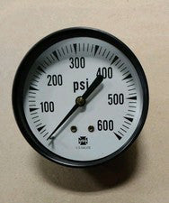 US Gauge Ametek 0-600 PSI Pressure Gauge 2 1/2 in Dial USA Rear 1/2" Stem F124