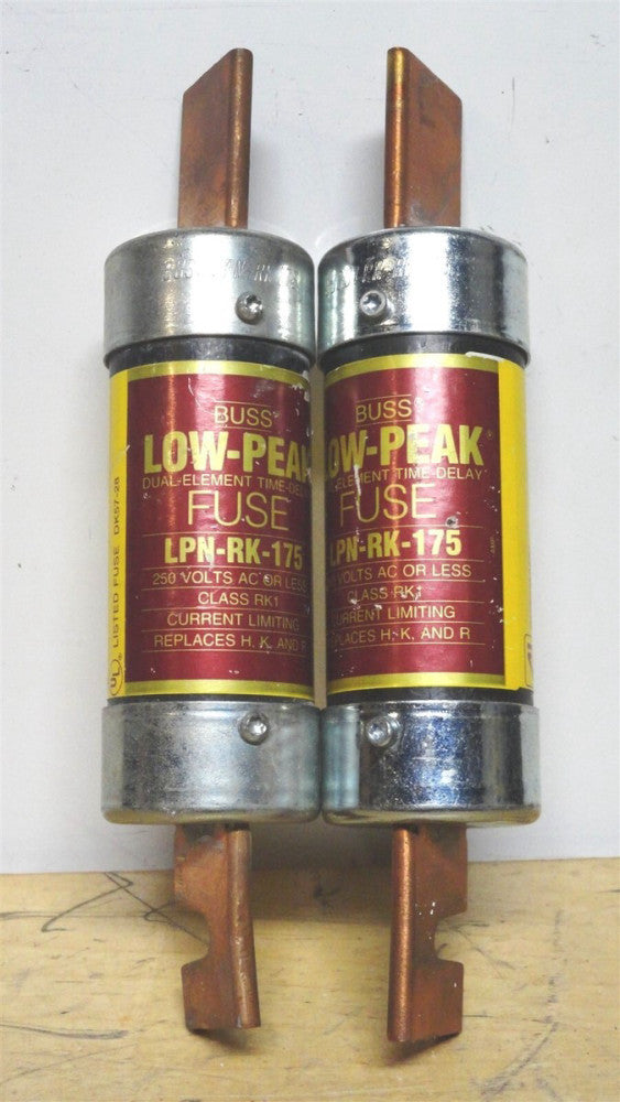  BUSSMANN (Lot of 2) LPN-RK-175 - 175A Low Peak Time Delay Fuse - (NEW)