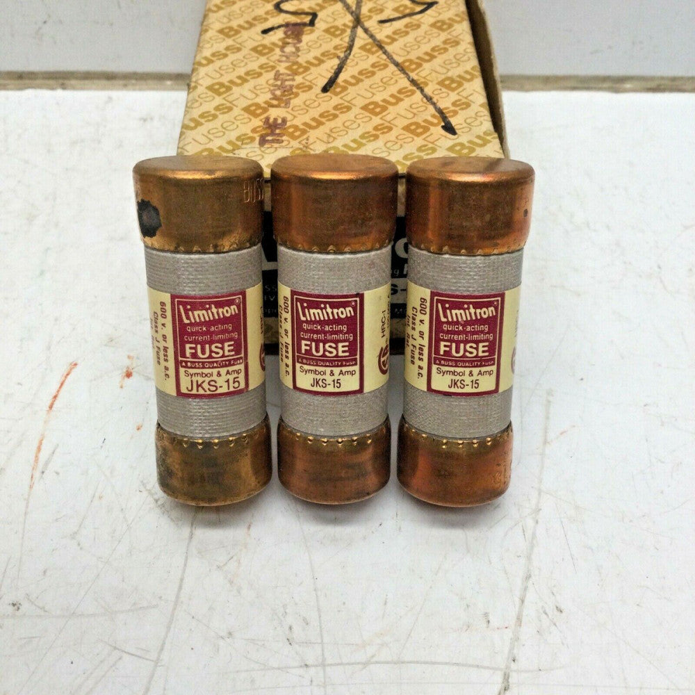 BUSSMANN BUSS LIMITRON JKS-15 CLASS J  Fuse 15 AMP 600VAC (LOT of 3)