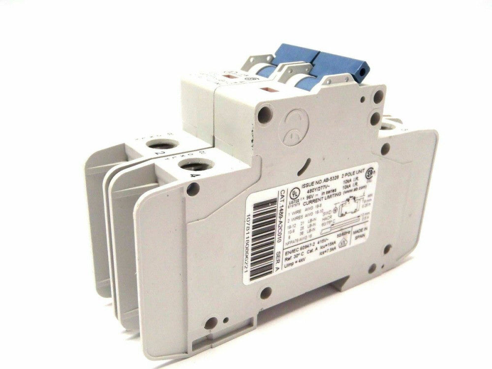 Allen Bradley 1489-A2C010 1489-A Ser A Circuit Breaker 2 Pole Unit 480Y/277V