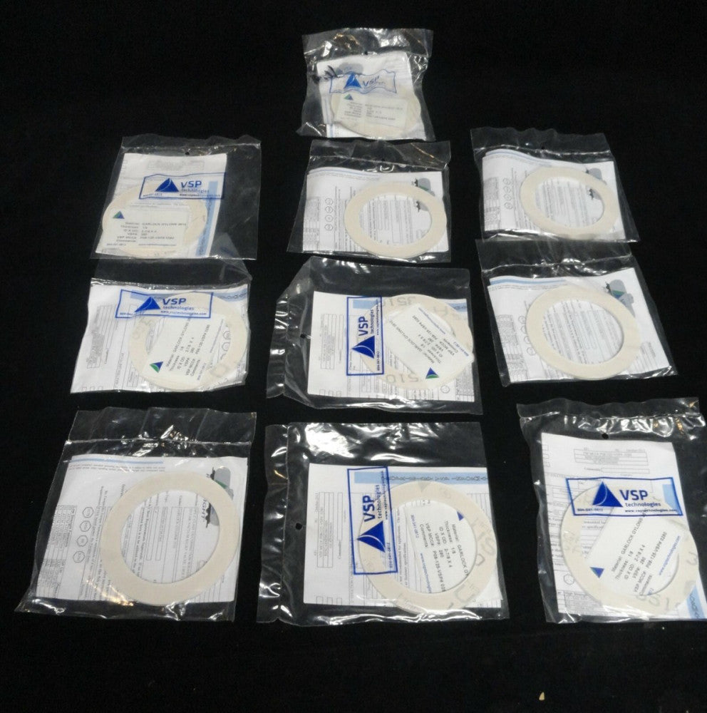 (10) VSP Garlock Gylon 3510 1/8" thick GASKET RING 2-7/8" I.D. X 4" O.D. NEW