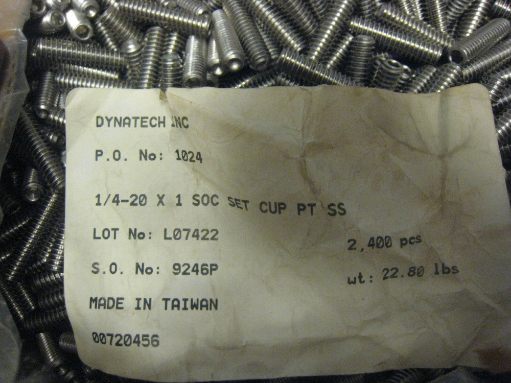 1/4-20 x 1" Socket head Set Screws Allen Drive Cup Point Stainless Steel Qty 40