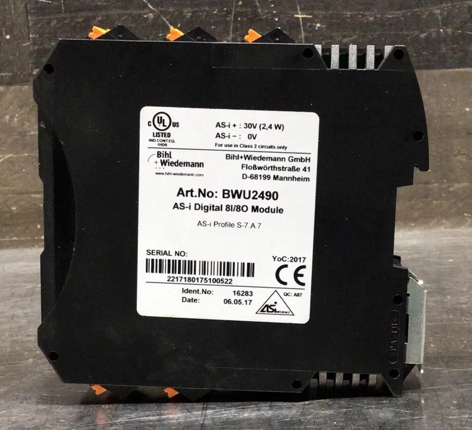 BWU2490 Bihl Wiedemann Digital I/O Module IP20,81/80 Nos Surplus