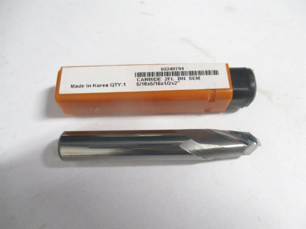 (E599924496) 5/16" x 1/2" x 5/16" x 2" OAL Solid Carbide 2-Flute Ball End Mill 