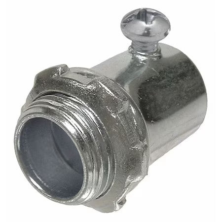 Raco 2006 Emt Grounding Connector, 1-1/2 In, Set Screw, Steel, Zinc Plated, Gray