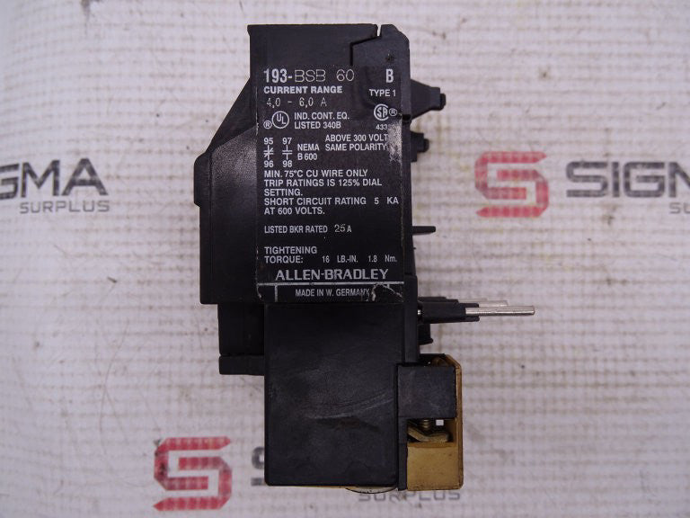 ALLEN BRADLEY 193-BSB60 SERIES B RELAY