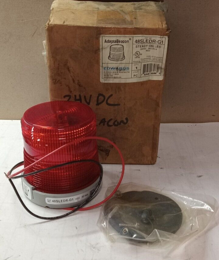 NEW EDWARDS SIGNALING ADAPTABEACON STEADY-ON RED LED 24 VDC 48SLEDR-G1