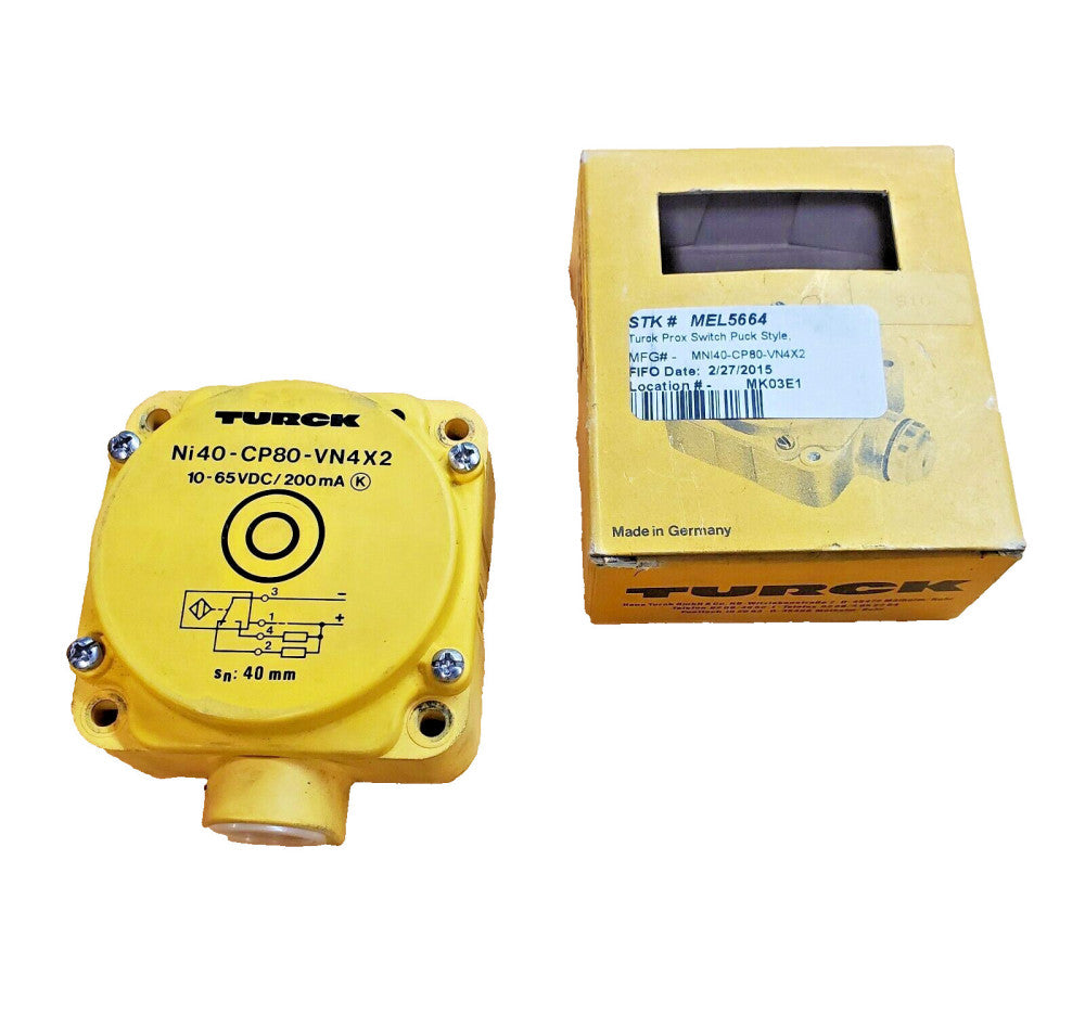 TURCK NI40-CP80-VN4X2 INDUCTIVE PROXIMITY SENSOR 10-65 VDC 200 mA