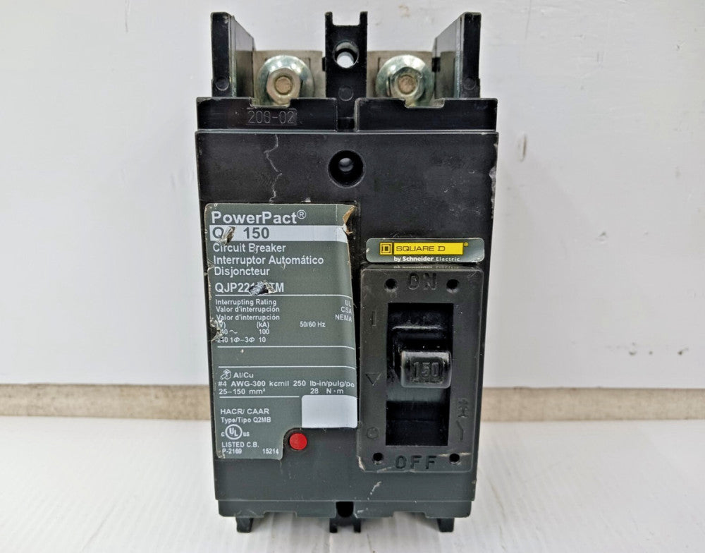 SQUARE D POWERPACT 150 AMP CIRCUIT BREAKER 2 POLE 240 VAC QJP22150TM