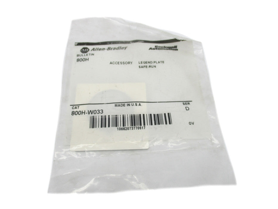 ALLEN BRADLEY 800H-W033 SER. D NSMP