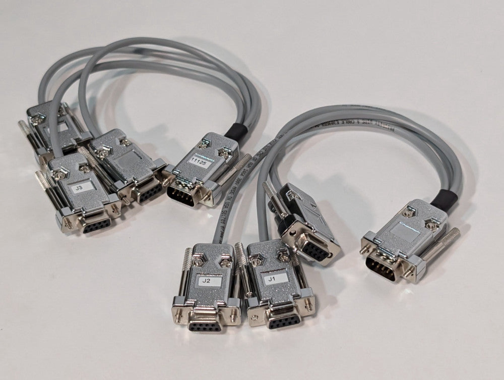Lot of 2: Priority Wire & Cable DB9 connector splitter assys 24AWG, Shielded