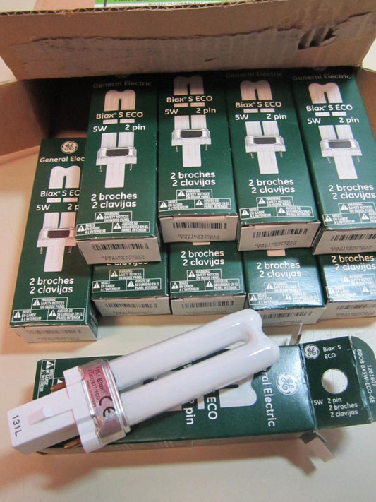 (10) GE F5BX/827/ECO PlugIn CFL Non-Dimmable Lamp T4 5W 2700K 10,000Hr NEW