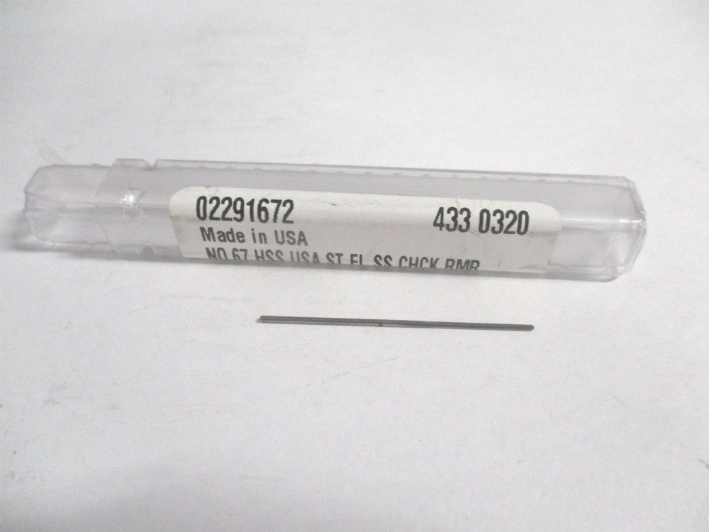 (433-0.0320) #67 1/2" x 1-3/8" Straight Shank HSS 3-Flute Chucking Reamer 