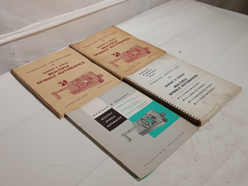 Lot of 4 Warner & Swasey 5 & 6 Spindle Bar & Chucking Machine Manuals, as shown