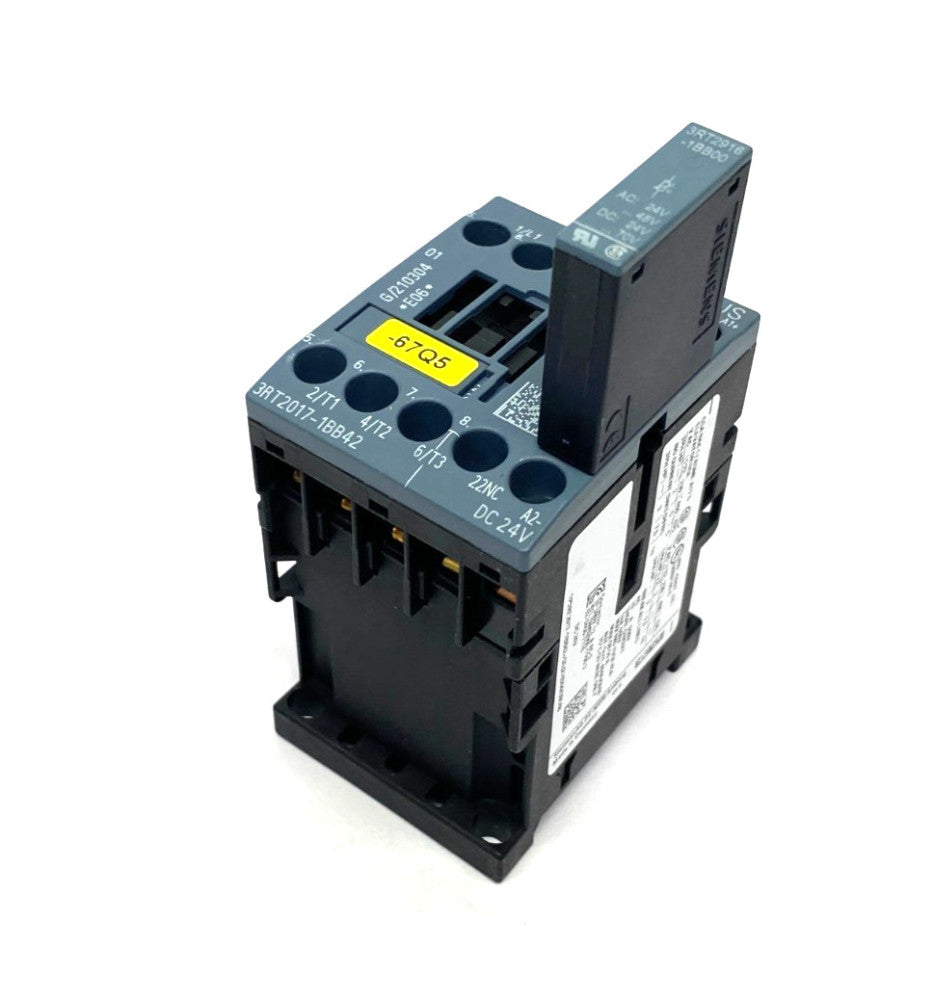 Siemens 3RT2017-1BB42 SIRIUS Power Contactor 3-Pole 12A 400V w/ 3RT2916-1BB00