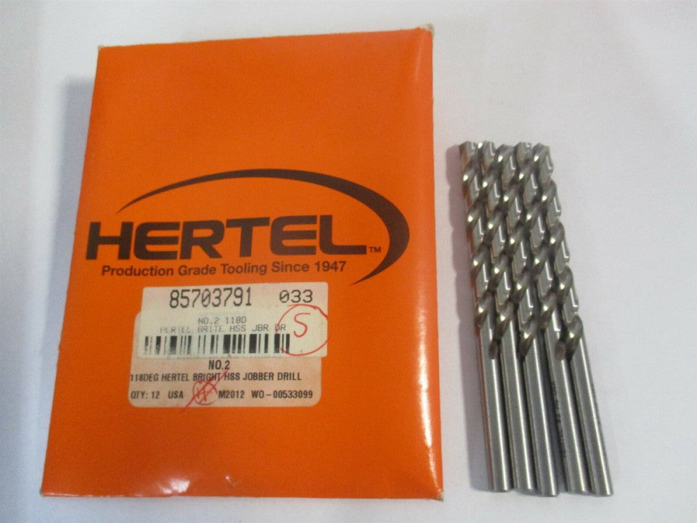 (85703791)#2 2-5/8" x 3-7/8" OAL 118° High Speed Steel Jobber Drill - Pack of 5