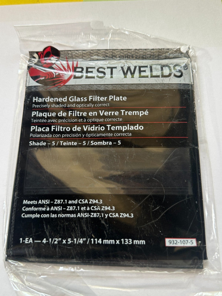 Best Welds 932-107-5 #5 Hardened Glass Filter Plate 4 1/2" x 5 1/4" (Lot of 3)