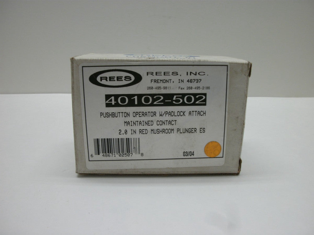 REES 40102-502 PUSHBUTTON OPER W/PADLOCK ATTACH MAINT 2.0"RED MUSHRM PLUNGER NIB