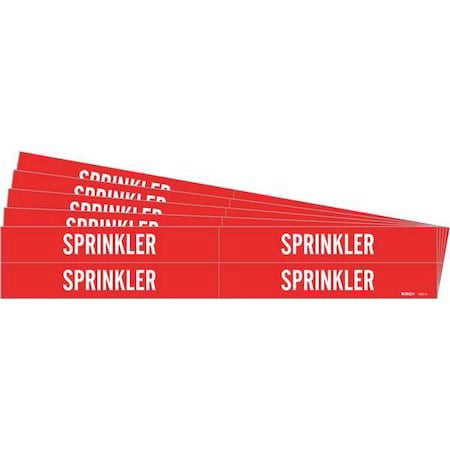 Brady 7267-4-Pk Pipe Marker, Adhesive, White, Sprinkler, Pk5, 7267-4-Pk