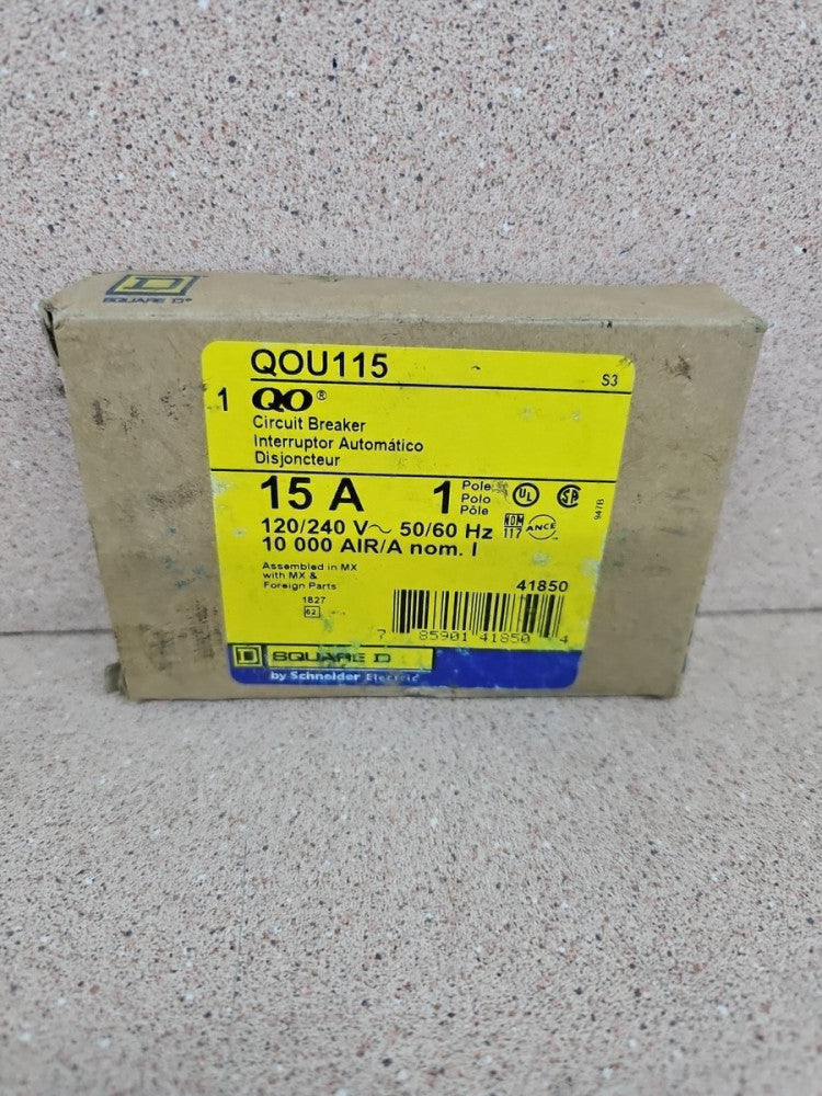 New Old Stock Square D QOU115  15A  1Pole Circuit Breaker