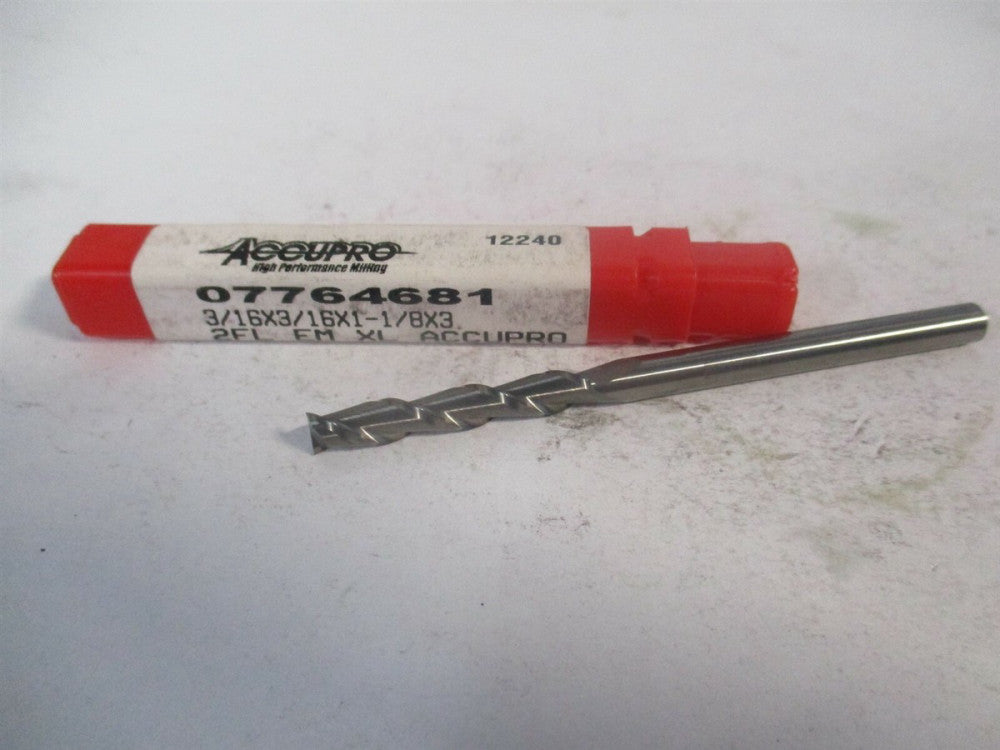 (12181746) 3/16" x 1-1/8" x 3/16" x 3" OAL 2 Flute Solid Carbide Square End Mill