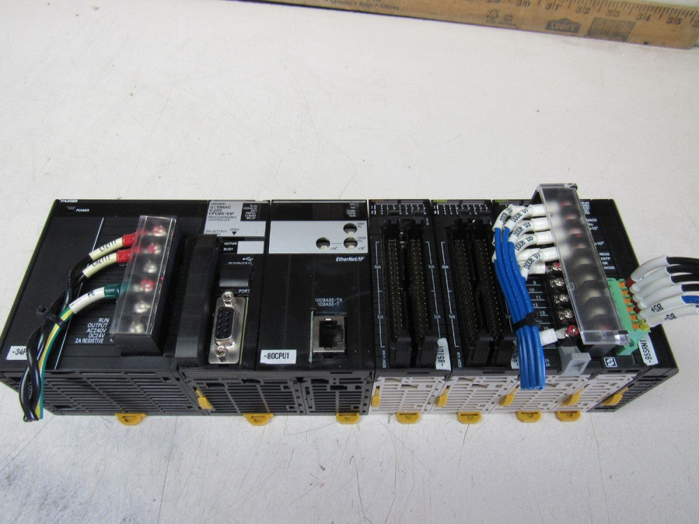OMRON SYSMAC SYSTEM CJ2H-CPU65-EIP CPU W/4 MODULES INSTALLED XLNT USED TAKEOUT !