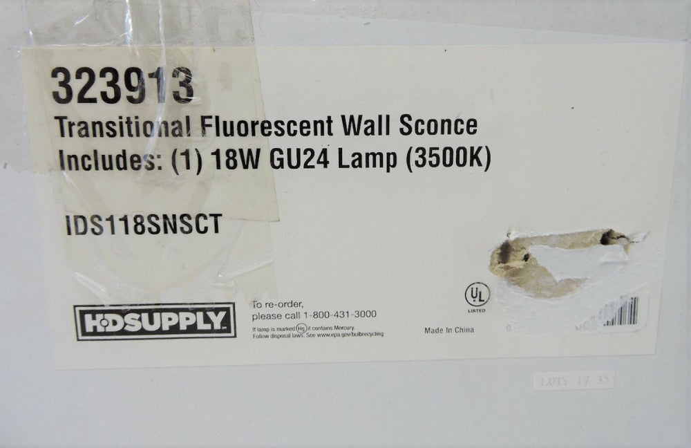 Seasons 323913-LED Wall Sconce, 15 W 120/277 V 1150 Lumens 50000 Hr LED Bulbs