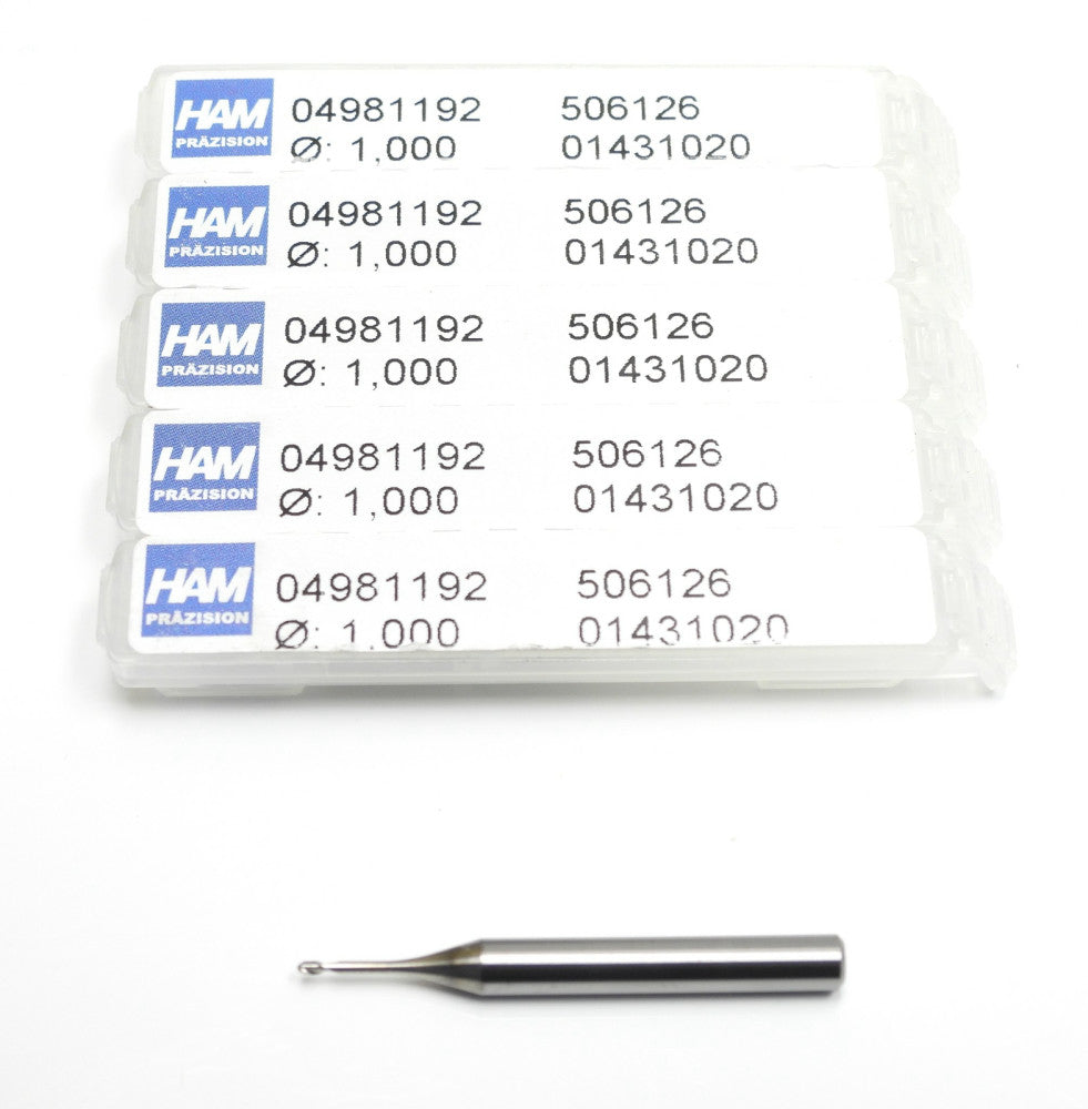 5pcs HAM Precision 04981192 506126 Micro Mill Bits 1.0 x 4.0 x 38mm