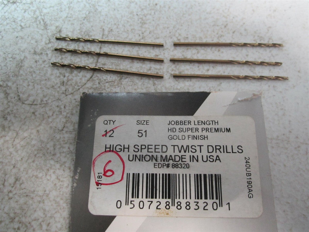 Norseman / CTD (88320) #51 135° High Speed Steel RH Spiral Jobber Drill - Qty 6