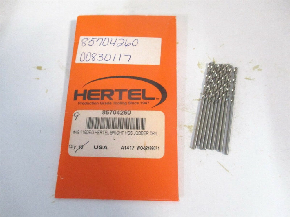 (85704260) #49 1" x 2" OAL 118° High Speed Steel Spiral Jobber Drill - Qty 9