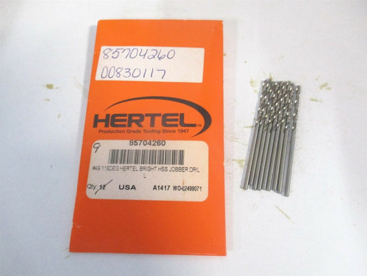 (85704260) #49 1" x 2" OAL 118° High Speed Steel Spiral Jobber Drill - Qty 9