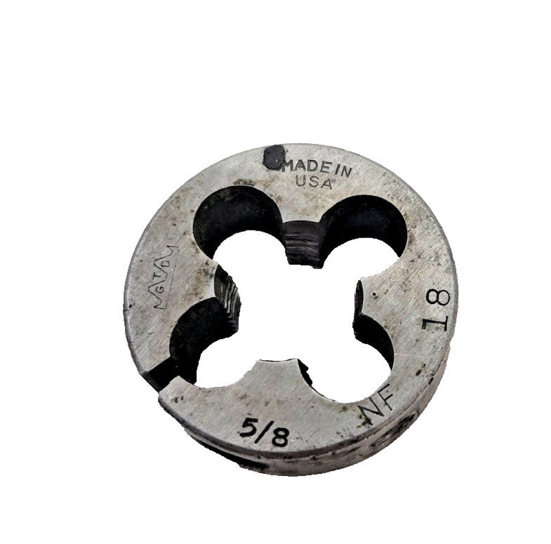 GTD 5/8"-18 THREADING DIE 1-1/2" OD 1/2" THICKNESS HSS