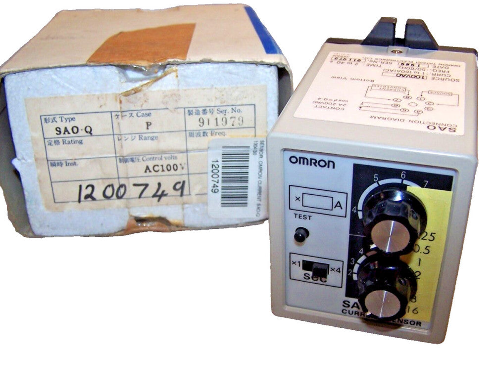 NEW OMRON CURRENT SENSOR 100 VAC  2 - 40 SEC RANGE TYPE SAO-Q