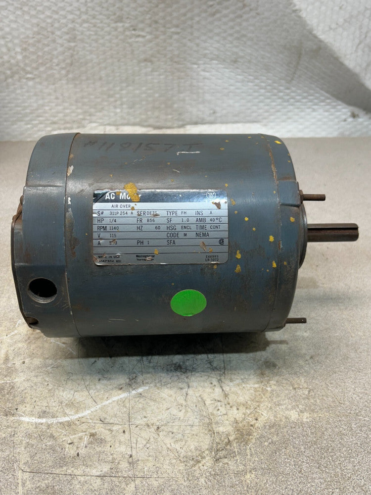 USED Westinghouse Motor 115V 5.3A 60Hz 1/4HP 1140RPM 1PH TYPE FH  311P254