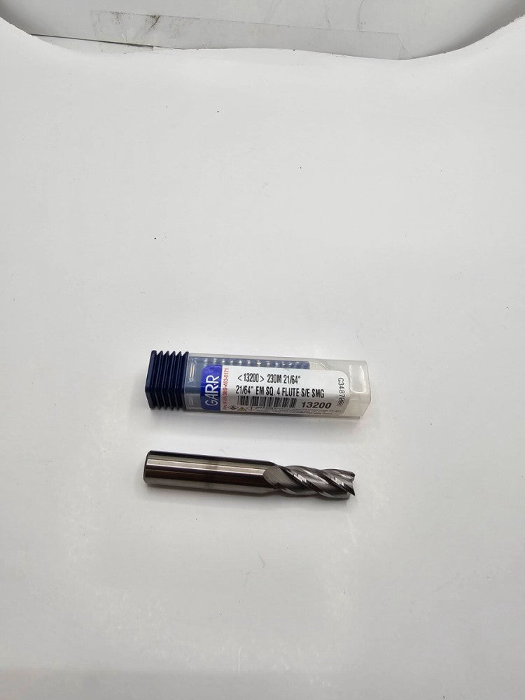 GARR TOOL 13200 230M 21/64" SQUARE END MILL 4-FLUTE 7/8" FLUTE LENGTH 3/8" SH