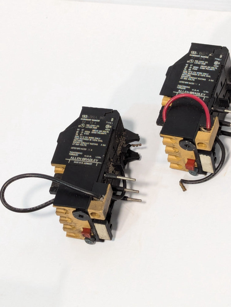 2 Pieces Allen Bradley 193-BSA90 & 193-BSC10 Overload Relay