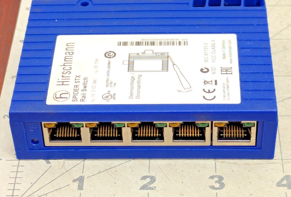 Hirschmann SPIDER 5TX Ethernet Rail Switch, 5 Port, WORKING PULL [Z3B7]#20