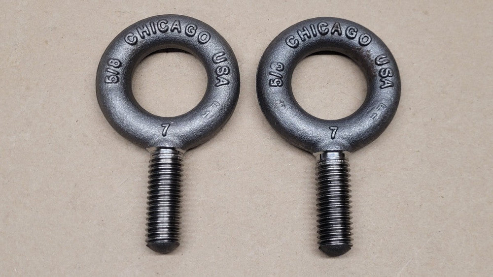 Lot of 2 Chicago Hardware 5/8" Steel Lifting Eyes