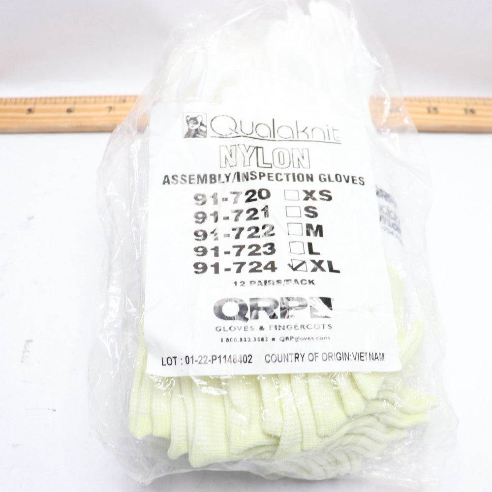 (12-Pair) Qualaknit General Purpose Gloves Uncoated Polyester White XL 91-724
