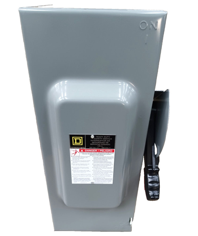 New Square D 100 Amp Non-Fusible Safety Switch 3 Pole 600 VAC/VDC  HU363N