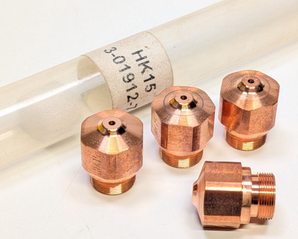 Lot of 4 NEW BYSTRONIC LASER COPPER NOZZLE HK15 3-01912-7 - 1.5mm