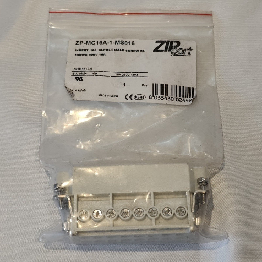 Zip Port ZP-MC16A-1-MS016 16 Pole Male Connector Insert