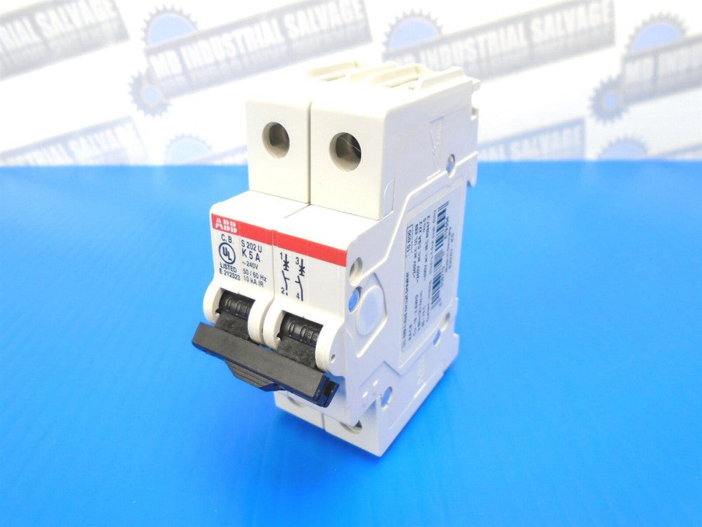 ABB - S202U-K5 - Circuit Breaker - 2PL - K Curve, 2-P, 5A, 10kA, 240VAC, UL489