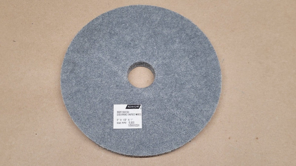 Norton Bear-Tex 66261002320 Deburring Unified Wheel 6" Diameter 1/2" Wide 1" Hol