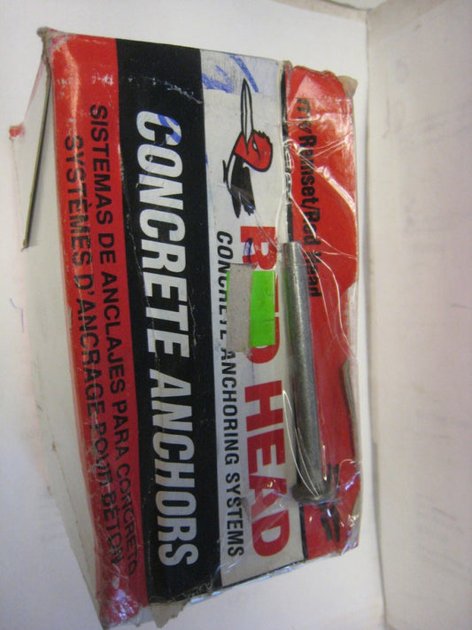 (BOX OF 100) Red Head  1/4” x 2-1/2” Redi-Drive Concrete Anchor Ramset