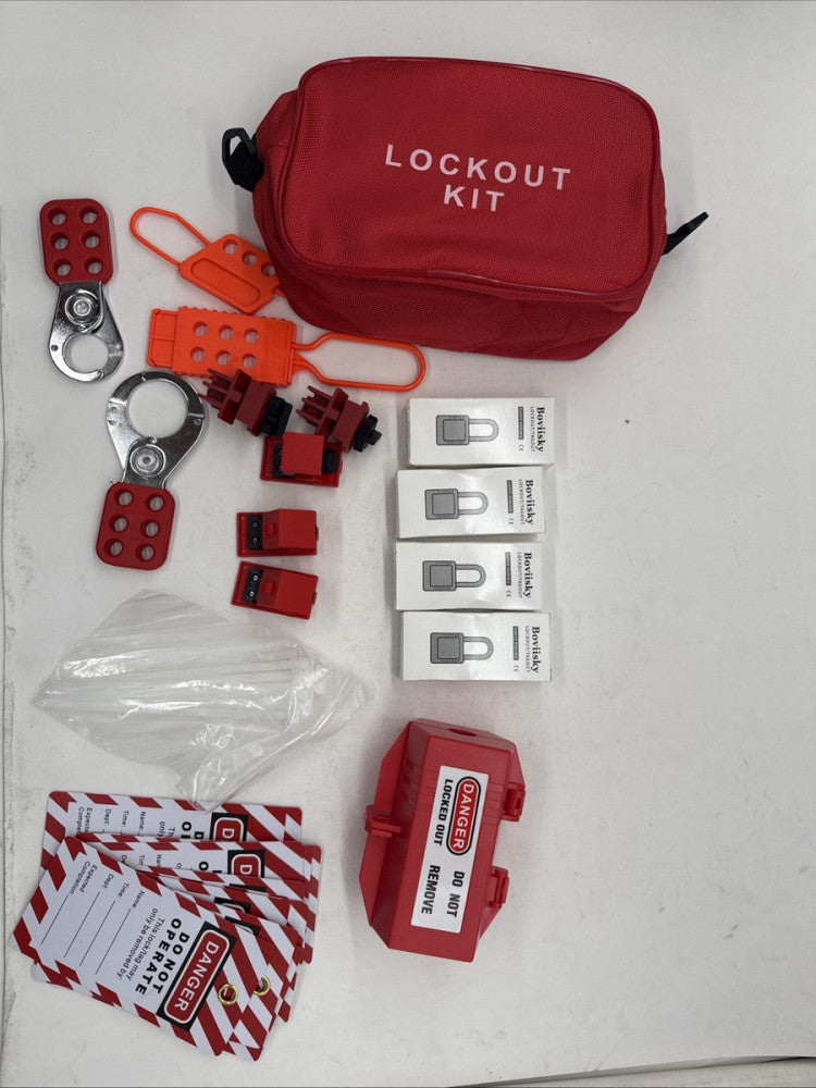 Boviisky 50 Piece OSHA Compliant Electrical Lockout Tagout Kit w/Carry ...