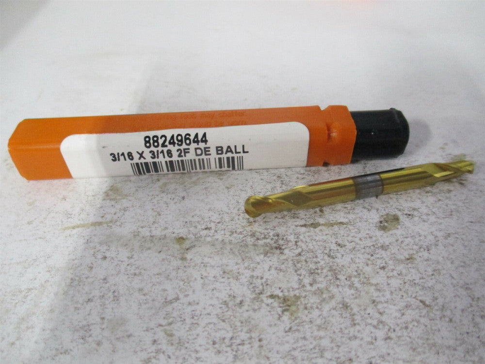 (88249644) 3/16" x 3/8" x 3/16" x 2" OAL Solid Carbide 2 Flute Ball End Mill 