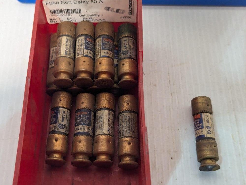Lot of 13 Bussmann FRN-R-1/2 Fusetron Dual Element Time Delay Fuses, Class RK5