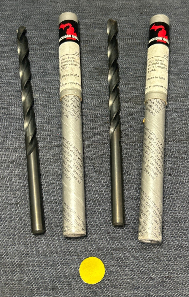 MICHIGAN DRILL HSS  DRILL BIT 208 13/32" CUT DIAMETER   8" OAL   LOT OF 2
